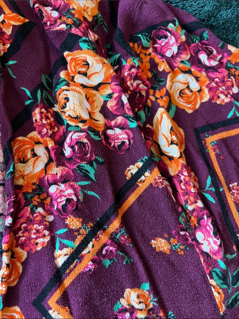 torrid Burgundy Floral Asymmetrical Kimono Dress - Picture 6 of 7